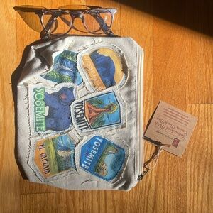 Brand new Embroidered patch canvas pouch bag